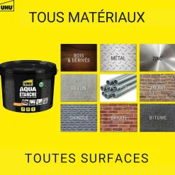 Enduit d'étanchéité noir UHU Aqua étanche, seau de 2,5L