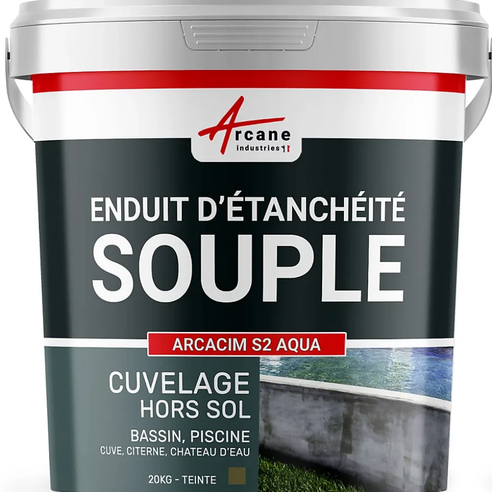 Enduit d'étanchéité Piscine Cuve Hors Sol - ARCACIM S2 AQUA. Gris Marron Proche - RAL 7013 - 20 kg - ARCANE INDUSTRIES