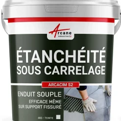 Enduit d'étanchéité sous carrelage dalle/chape extérieure - ARCACIM S2 Blanc - 4 kg - ARCANE INDUSTRIES