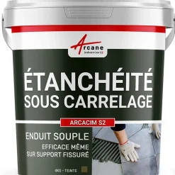Enduit d'étanchéité sous carrelage dalle/chape extérieure - ARCACIM S2 Gris Marron Proche - RAL 7013 - 4 kg - ARCANE INDUSTRIES