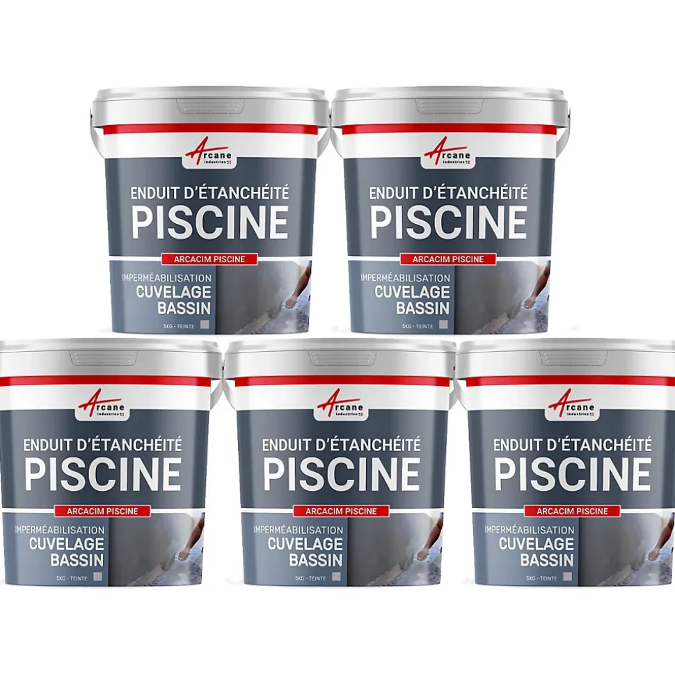 Enduit Piscine Hydrofuge - Etanchéité Piscine & Cuvelage : ARCACIM PISCINE Blanc - Offre Spéciale : 5 x 25 Kg - ARCANE INDUSTRIES
