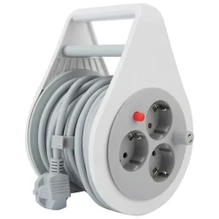 Enrouleur domestique Schuko 3 prises 7m - Gris - Zenitech
