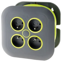 Enrouleur domestique 4 x 2P+T - 7m - vert Zenitech