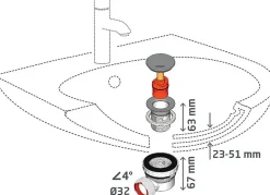 Ensemble bonde et siphon de lavabo Quick-Clac Wirquin Nano 6.7 Sortie Ø32 mm - 1/4 de tour