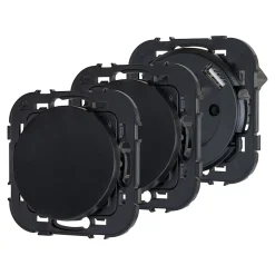 Ensemble double interrupteur + 1 prise avec terre affleurante + 1 prise USB-A+C Jacobsen Espen noir composable