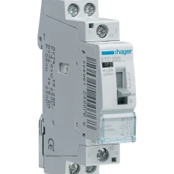 Etc425 Hager Contacteur Jour Nuit Triphasé Pour Heures Creuses 4no - 25a - Bobine 230 Vac - Bornes à Vis - 2 Modules