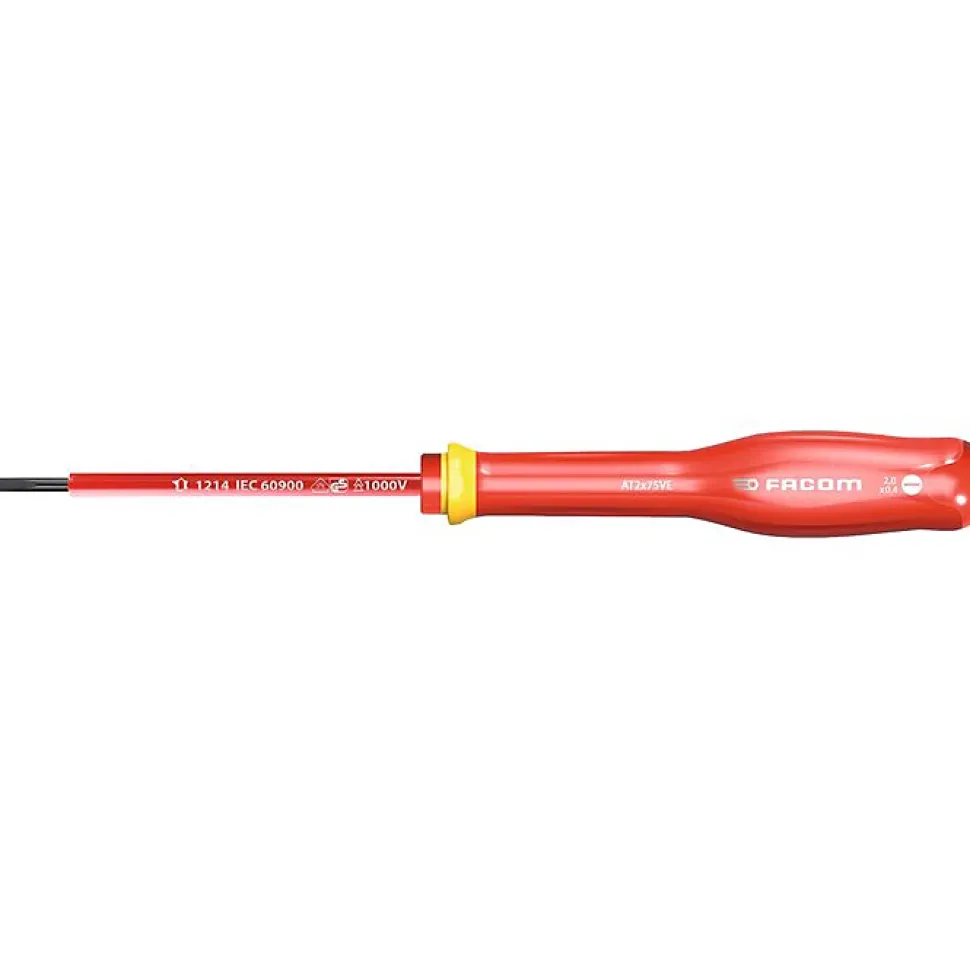 FACOM Tournevis Protwist Plat 2,5 x 75 Isolé 1000 V - AT2.5X75VE