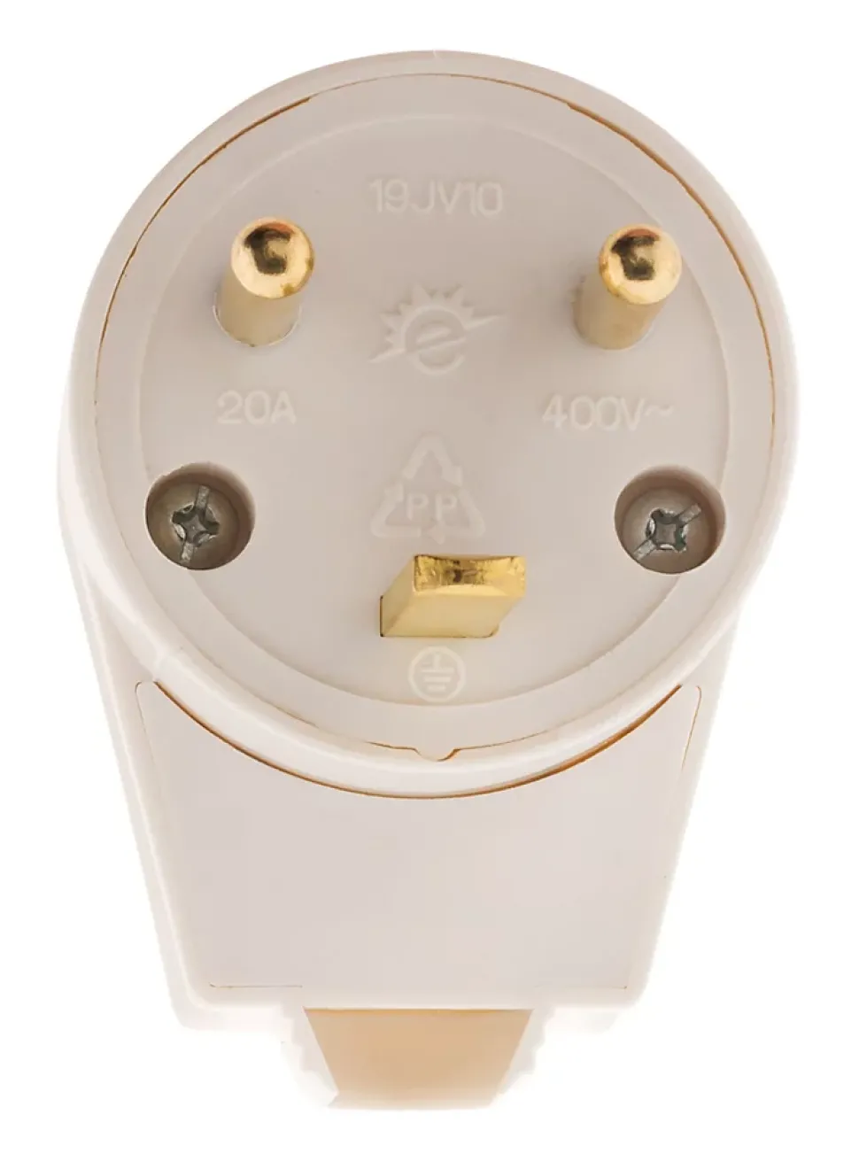 Fiche mâle 20A coudée 2 P+T - Blanc - Zenitech