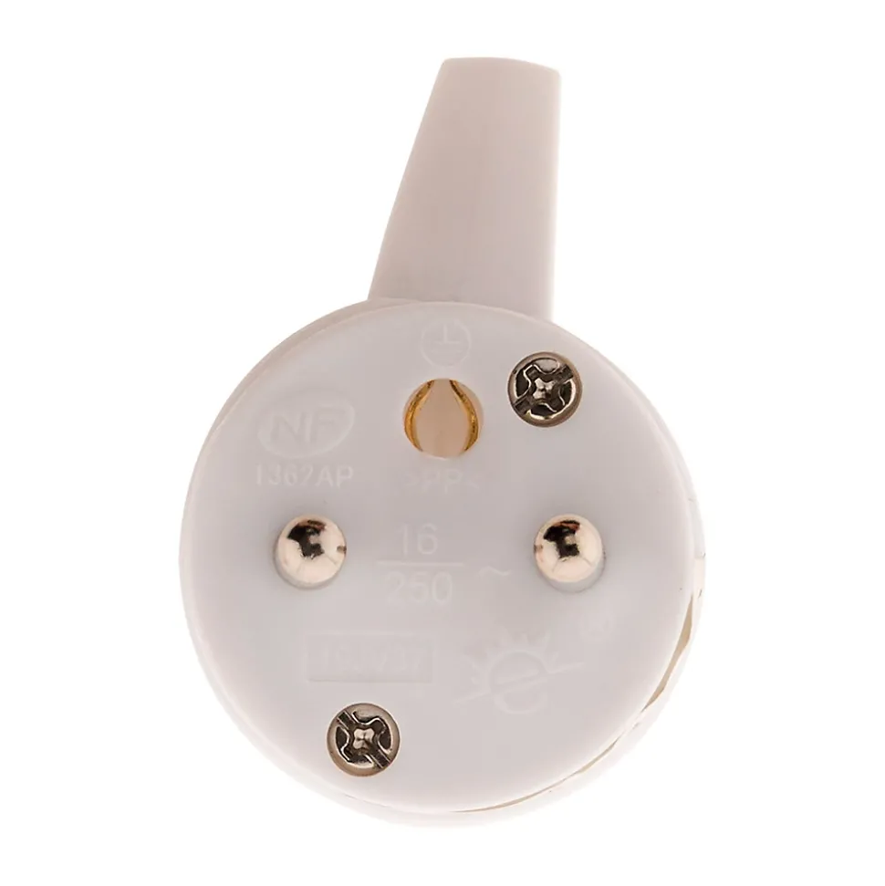 Fiche mâle anneau -16A 2P+T - Blanc - Zenitech