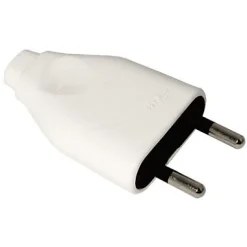 Fiche mâle blanc glossy 6A Diall 2 pôles