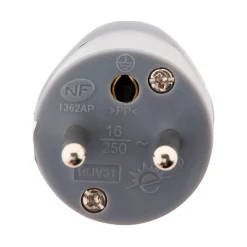 Fiche mâle coudée 16A 2P+T - Gris - Zenitech