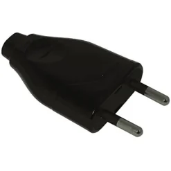 Fiche mâle noir glossy 6A Diall 2 pôles