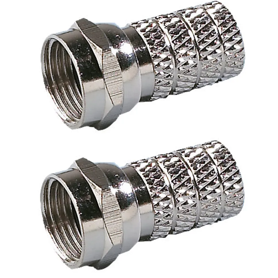 Fiche 7 mm vendue par 2 - type F mâle à visser - connecteurs plaqués nickel - Erard