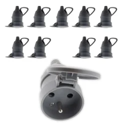 10 fiches femelles clapet 16A 2P+T gris Zenitech
