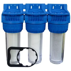 Filtre eau de pluie - Porte filtre Triplex 9 pouces 3/4 avec cartouches