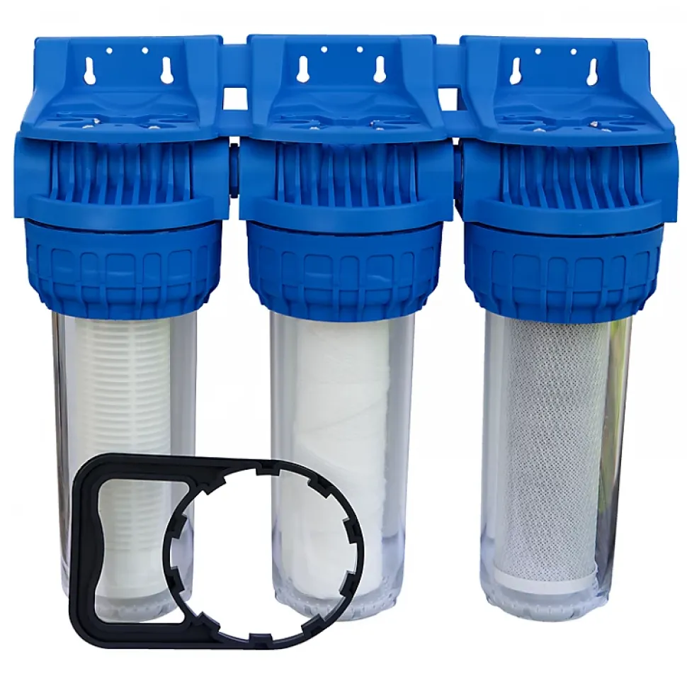 Filtre eau de pluie - Porte filtre Triplex 9 pouces 3/4 avec cartouches