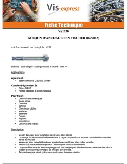 Fischer Ancrage FISCHER FBN II 20X187 Filetée sur 90 Acier zingué - 1 pièce