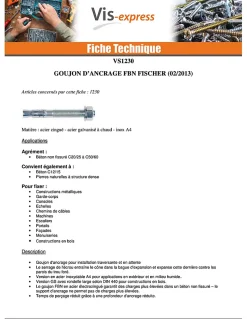 Fischer Ancrage FISCHER FBN II 8X66 Filetée sur 34 Acier zingué - 1 pièce