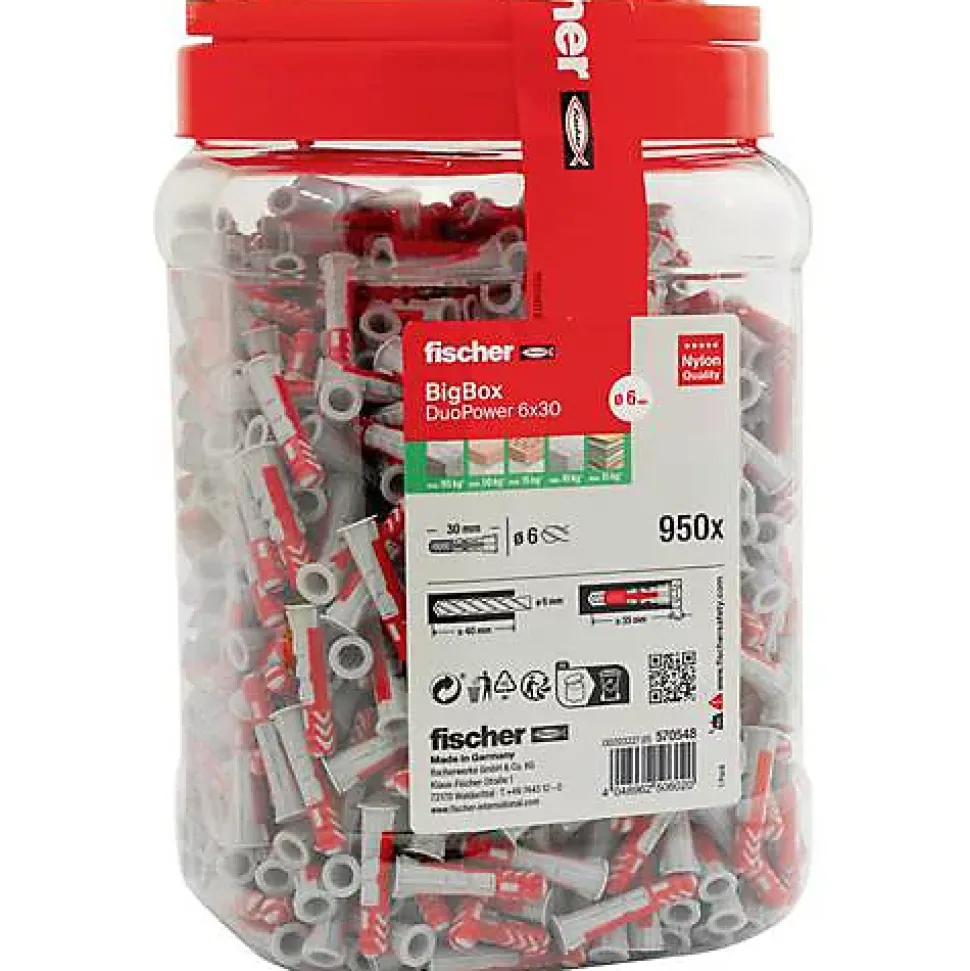 fischer DuoPower BigBox 6 x 30 mm - Set de 950 chevilles universelles Polyamide