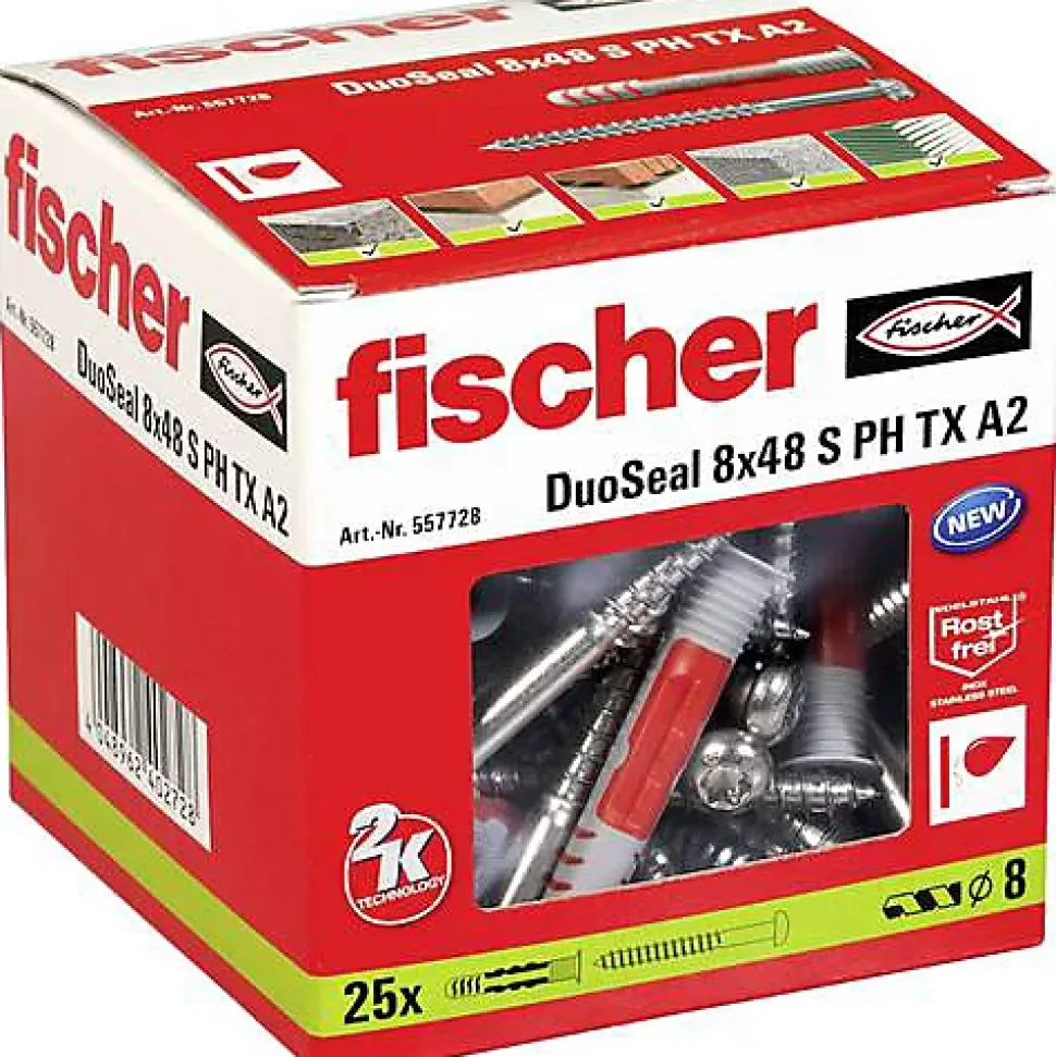 Fischer DuoSeal cheville 8 x 48 mm, inox, 25 pcs - étanchéité pour zones humides