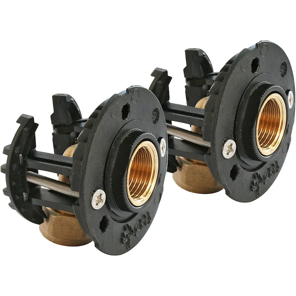 Fixation pour robinetterie Bain Douche pour PER Ø16 raccord à compression sortie femelle 15/21 (1/2")