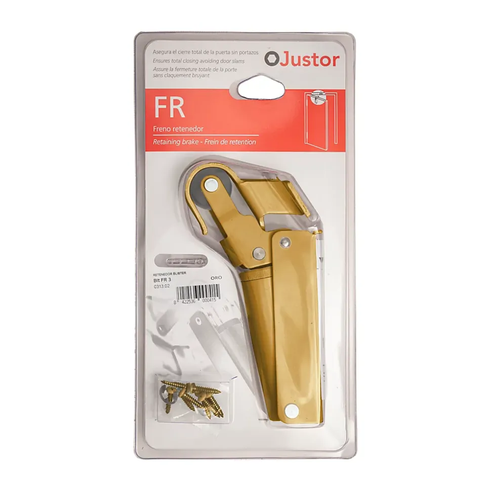 Frein de rétention force 115 N, en aluminium anodisé or, pour porte jusquà 100 KG.