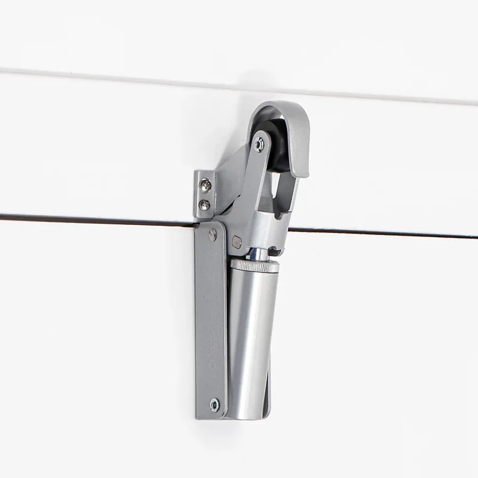 Frein de rétention force 115 N, en aluminium anodisé argent, pour porte jusquà 100 KG.