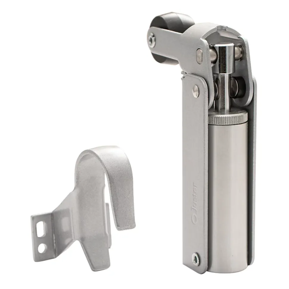 Frein de rétention force 115 N, en aluminium anodisé argent, pour porte jusquà 100 KG.