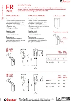 Frein de rétention Réglable force 30 a 60 N totalement acier inox 304, pour porte jusquà 40 KG
