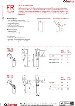 Frein de rétention Réglable force 60 a 80 N aluminium anodisé blanc, pour porte jusquà 80 KG.