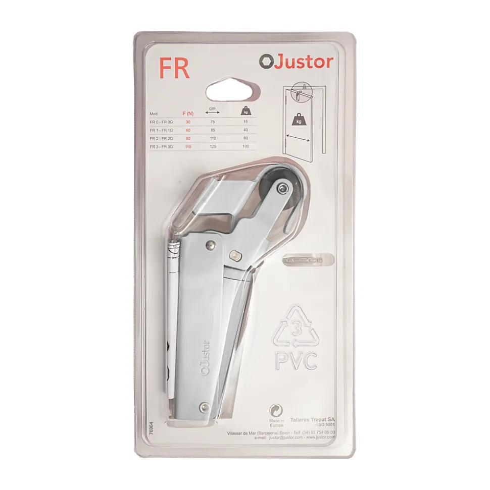 Frein de rétention Réglable force 1 a 30 N aluminium anodisé argent pour porte jusquà 15 KG