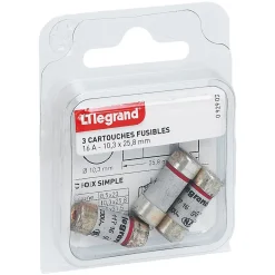 3 fusibles céramique Legrand 10.3 x 25.8 mm avec voyant
