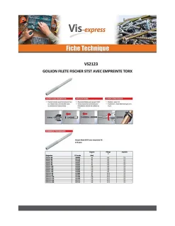 Goujon fileté Fischer STST TORX T15 Acier zingué 6X80 - 30 pièces