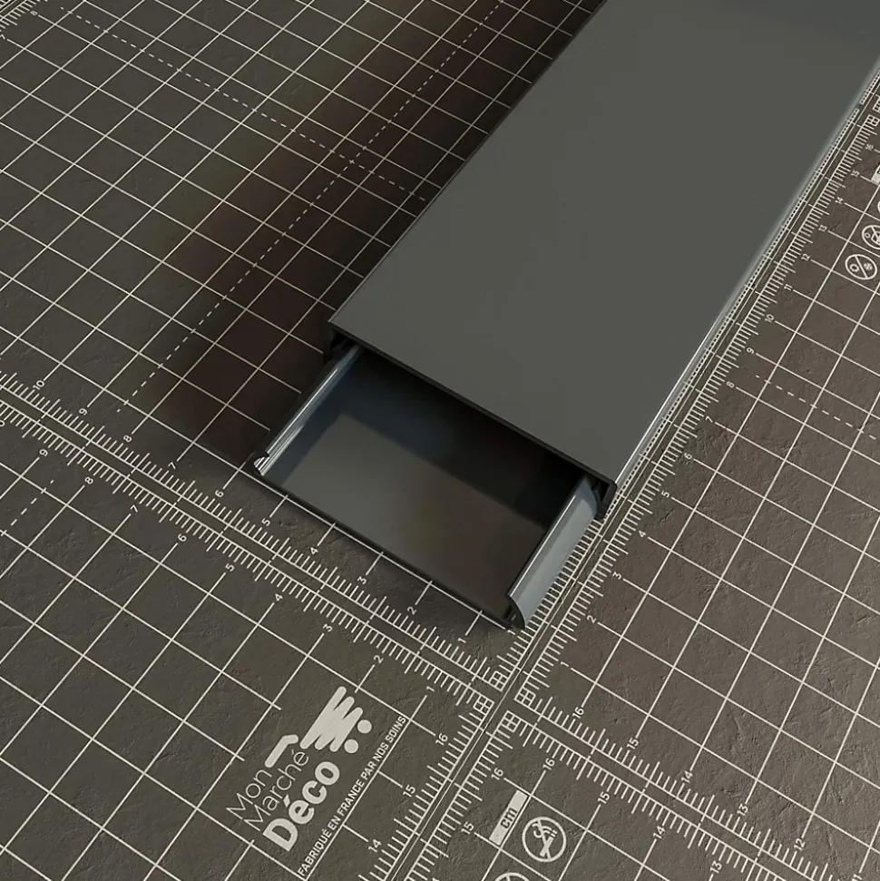 Goulotte TV Cache-Câble Carrée PVC - L. 2 m - Anthracite