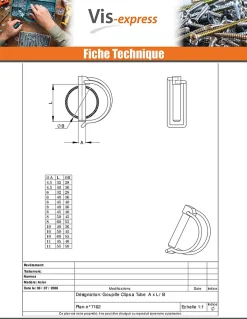 Goupille clips 8X60 Pour tube de 55 Acier zingué - 1 pièce