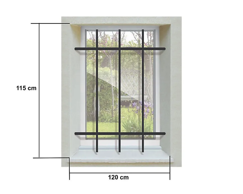 Grille de Defense DISTRI pour Fenetre H 115 cm x L 120 cm (côte tableau)