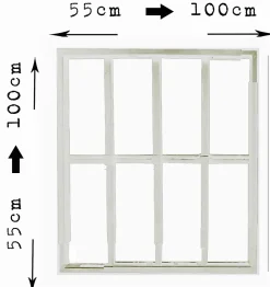 Grille de défense réglable pour fenêtre (largeur et hauteur) de 55x55 cm à 100x100 cm blanche