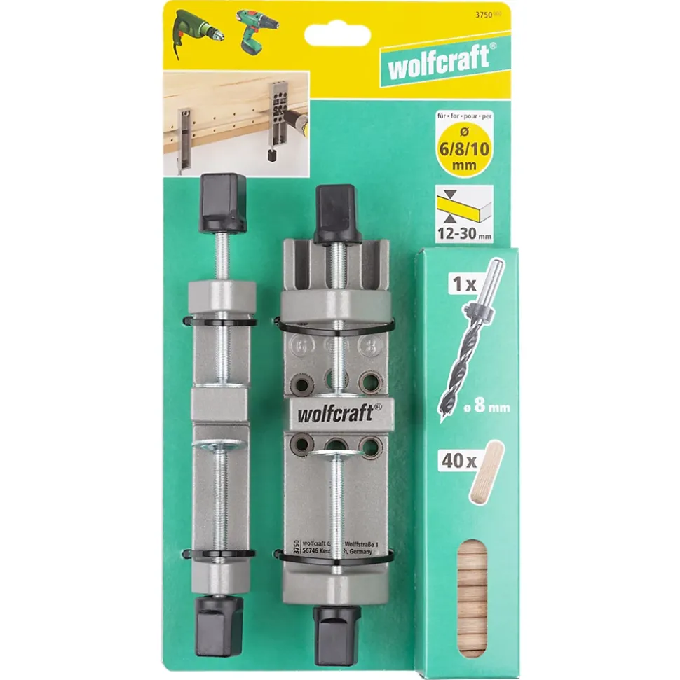 Guide de perçage et d'assemblage de tourillons Ø6/8/10 mm, Wolfcraft