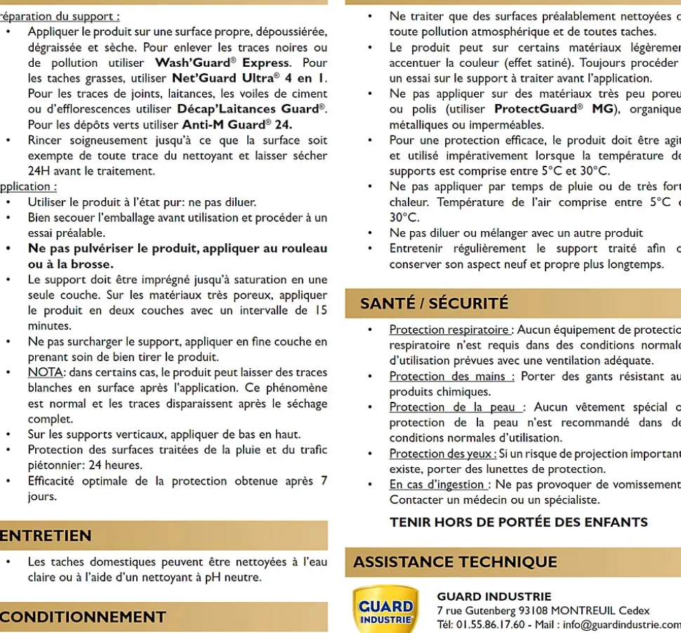 ImperGuard Ultra Formule Végétale Imperméabilisant Super Antitache Incolore Toute Pierre 1L 10m2