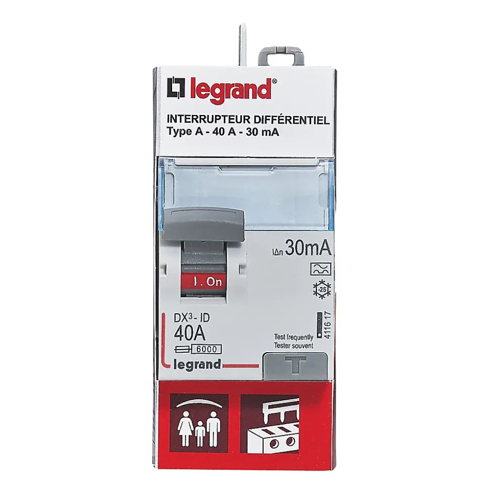 Interrupteur différentiel 40A 30mA type A sortie haut Legrand
