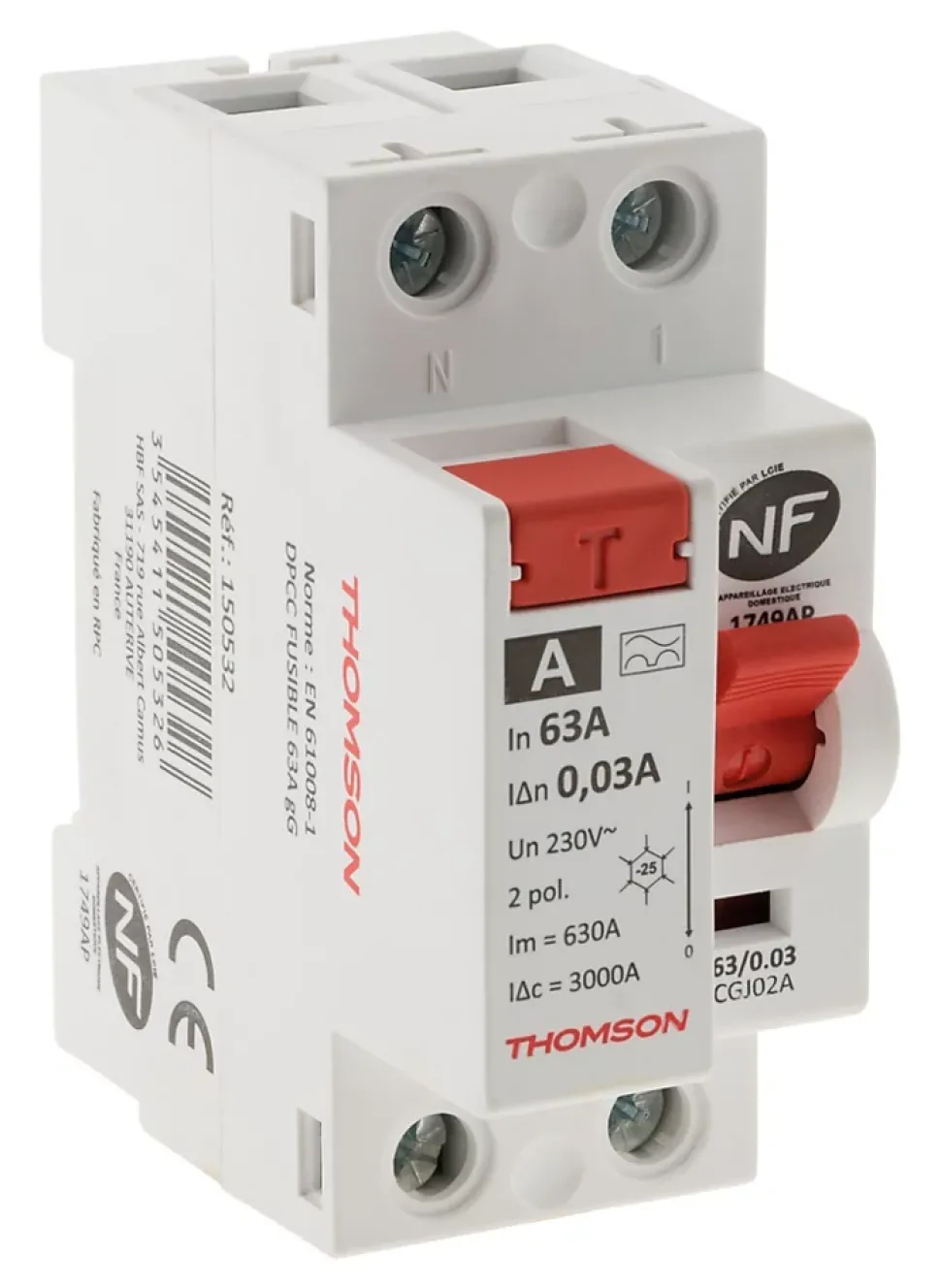 Interrupteur différentiel 63A type A NF Thomson