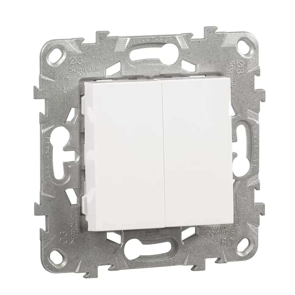 Interrupteur double va-et-vient connexion rapide 10A Schneider Electric Unica Déco blanc