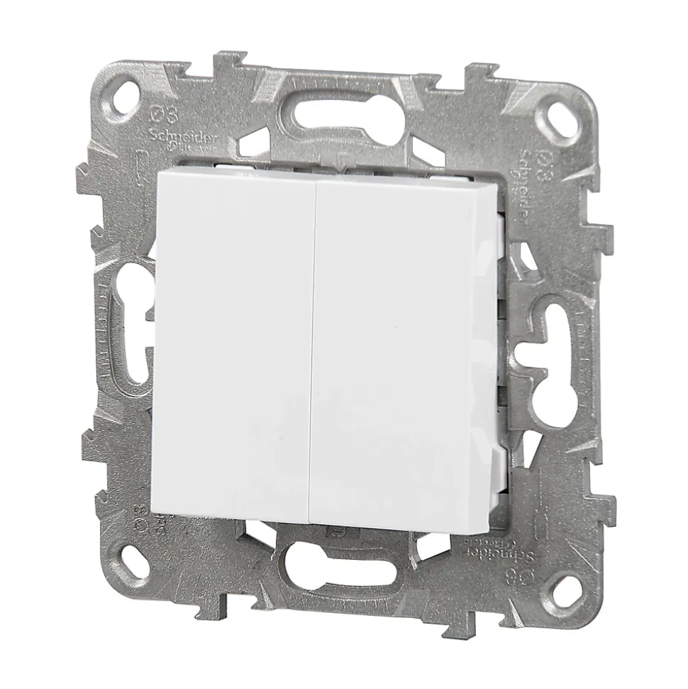 Interrupteur double va-et-vient connexion rapide 10A Schneider Electric Unica Déco blanc
