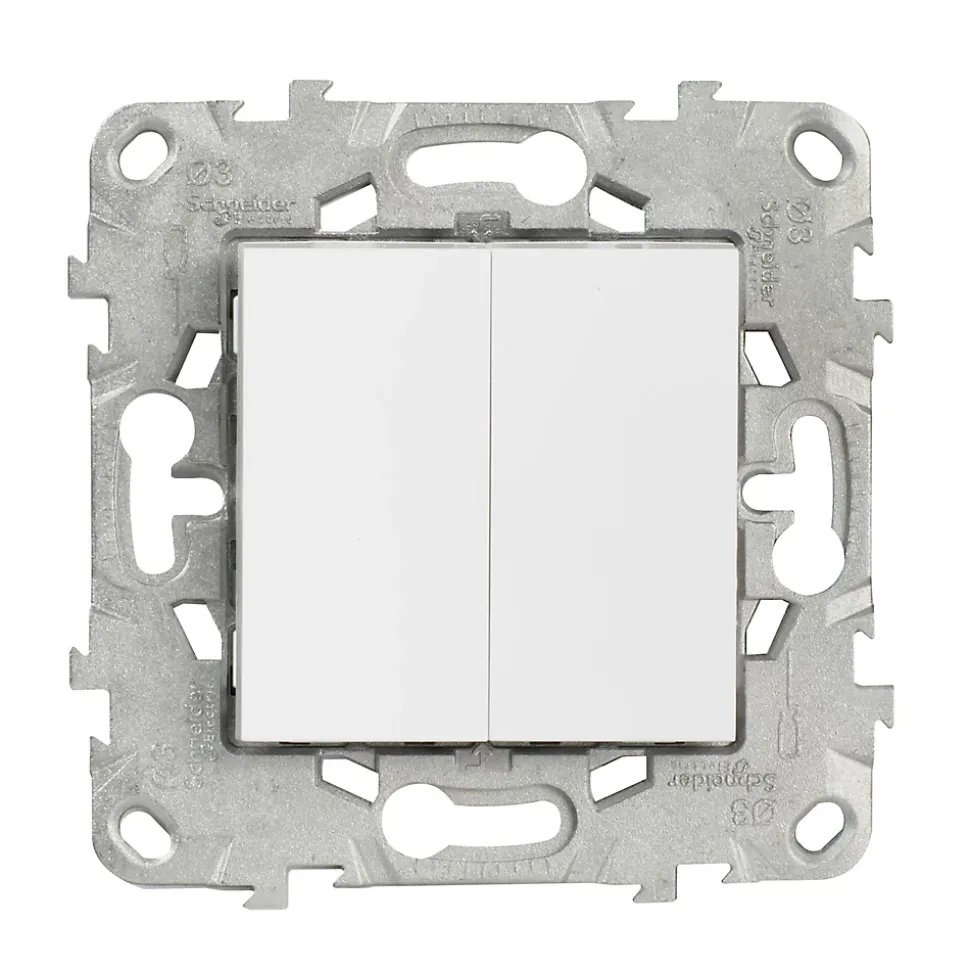Interrupteur double va-et-vient connexion rapide 10A Schneider Electric Unica Déco blanc