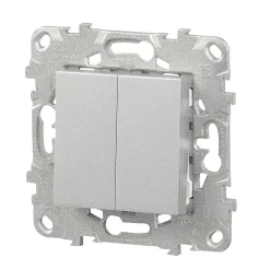 Interrupteur double va-et-vient connexion rapide 10A Schneider Electric Unica Déco aluminium