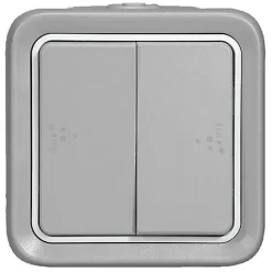 Interrupteur ou va-et-vient étanche PLEXO complet IP55 saillie gris double - LEGRAND - 069715