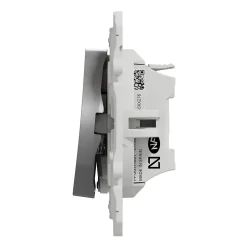 Interrupteur poussoir lumineux LED bleu 10A à vis Schneider Electric Odace aluminium
