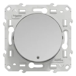 Interrupteur poussoir lumineux LED bleu 10A à vis Schneider Electric Odace aluminium