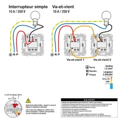 Interrupteur va-et-vient connexion rapide 10A Schneider Electric Unica Déco anthracite