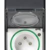Interrupteur va-et-vient + prise avec terre verticale étanche complets saillie Schneider Electric Mureva Styl anthracite